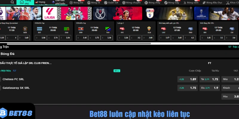 Bet88 luôn cập nhật kèo liên tục