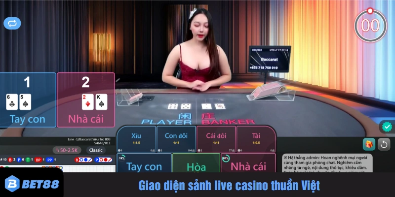 Giao diện sảnh live casino thuần Việt